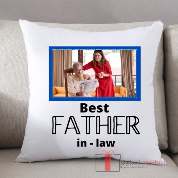 Father's Day Gift Set with Customizable Photo Cushion and Best Dad Coffee Mug, White - Image 2