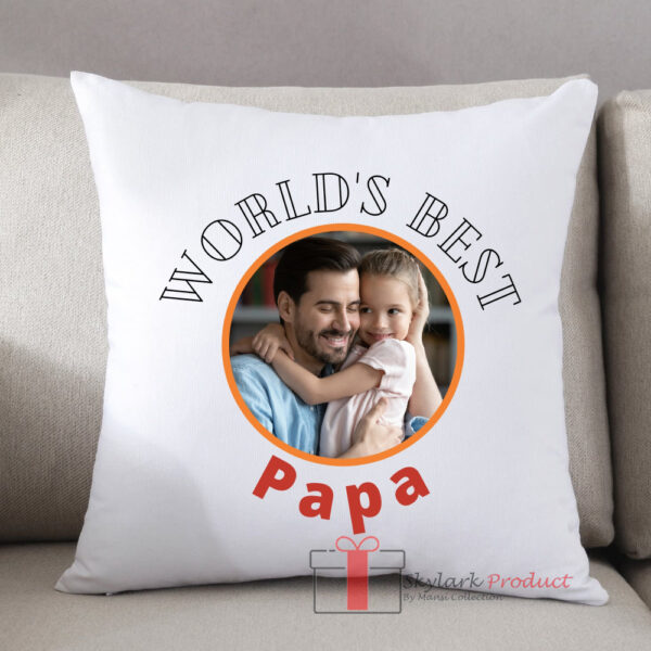 Father's Day Gift Set with Personalised Photo Cushion and Greatest Dad Coffee Mug, White - Image 2