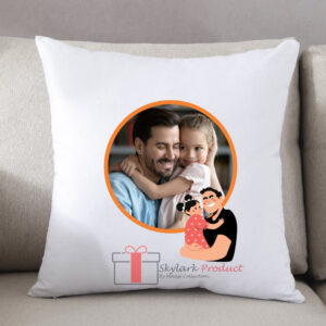 Personalized Father-Daughter Photo Cushion – Custom Gift for Dad | Father’s Day Pillow