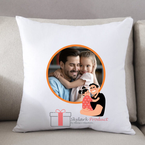 Personalized Father-Daughter Photo Cushion – Custom Gift for Dad | Father’s Day Pillow