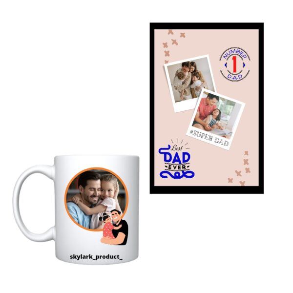 Super Dad Personalized Gift Set – Custom Photo Mug & Frame Combo