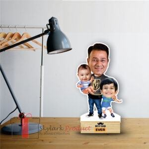 Dad with Two Children Caricature for fathers day