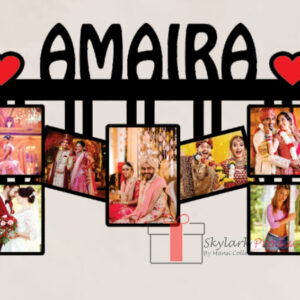 Customized Name Photo Collage Frame with Hearts