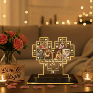 Personalized LED Photo Frame Heart Lamp . Custom Couple Photo Night Light